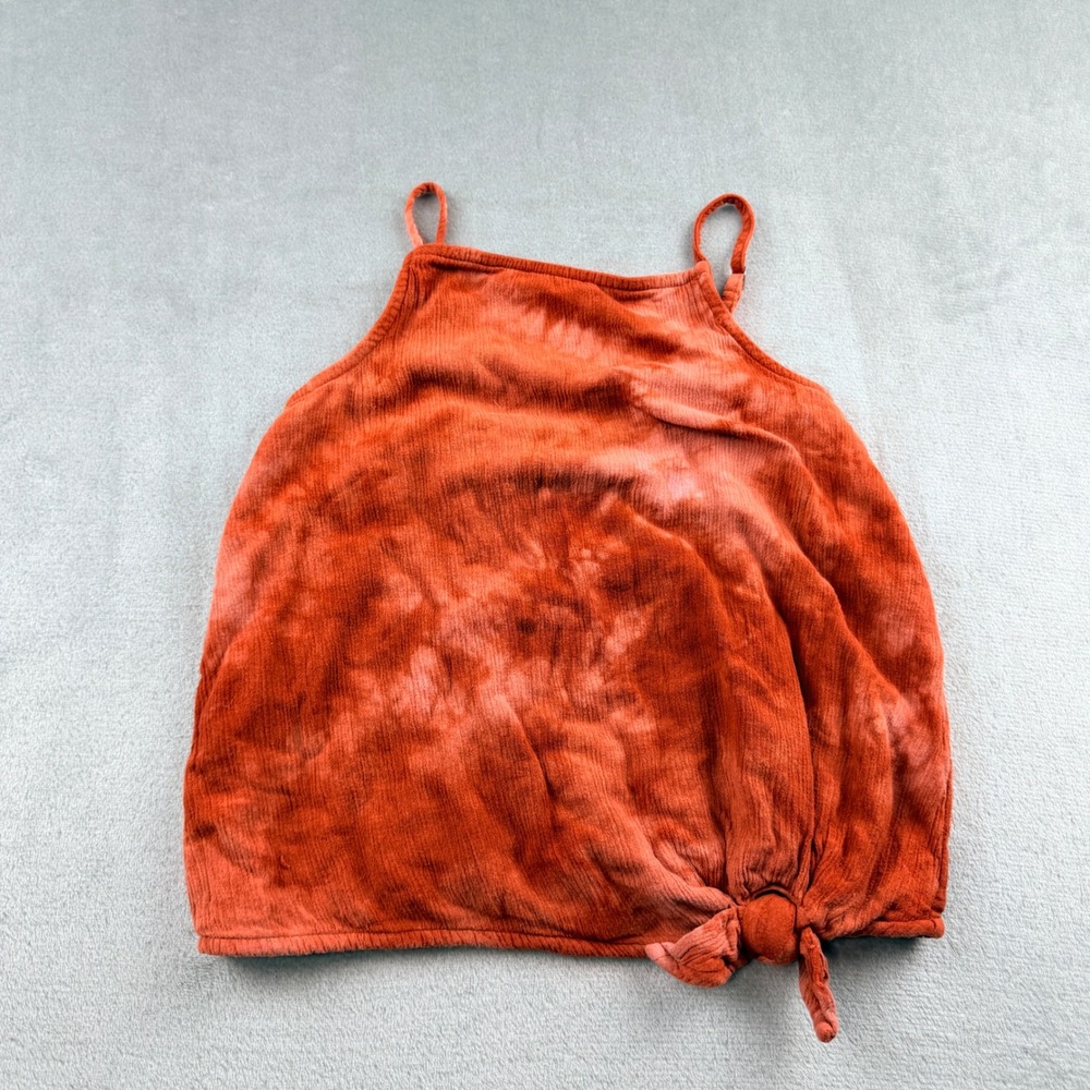 Abercrombie Kids Tie Dye High Neck Cami Top Orange Burnt Rust Knot Front 11/12